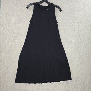 Black Sleeveless A-Line Midi Dress S Rayon & Spandex Blend